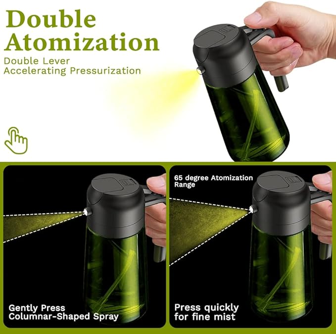 Oil Dispenser Bottle for Kitchen-2 in 1 Olive Oil Dispenser for Kitchen-Oil Sprayer for Cooking,Salad,Frying,BBQ,Air Fryer-Upgraded Sunshade Bottle(16oz/470ml)