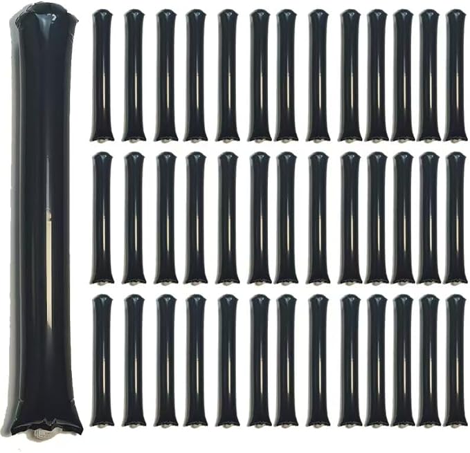 40pcs Round headTeam Spirit Boom Sticks Thunder Sticks Cheering Sticks Team Spirit Plastic Cheerleading Spirit Stick Clapper Inflatable Noise Maker Sports Supply (Black)