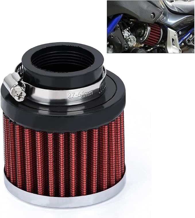PTNHZ Universal Red Neck 1.5" 38mm Car High Flow Cold Air Intake Air Filter Power Intake Air Inlet System Air Cleaner