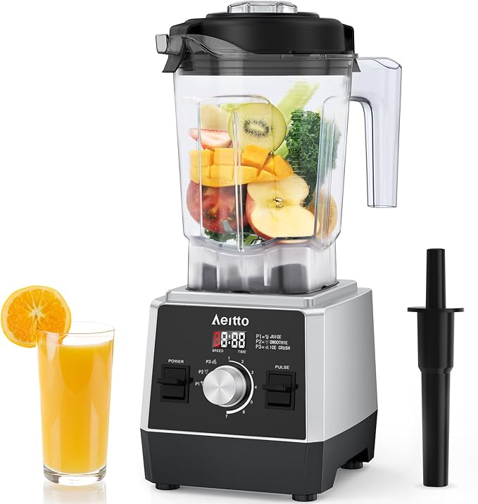 Aeitto Blenders for Kitchen with 68Oz. Large Capacity, 1800W Max Power Smoothie blender, 3 Preset Programs & 7 Speeds, Professional Countertop Blender for Smoothies, Ice Crush, Frozen Drinks, Black