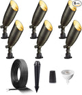 Brass Low Voltage Landscape Spotlights(6-Pack) Kit 12V LED with 100 Feet Wire and 30Pack Connectors for Outdoor Yard Garden Patio Without Transformer