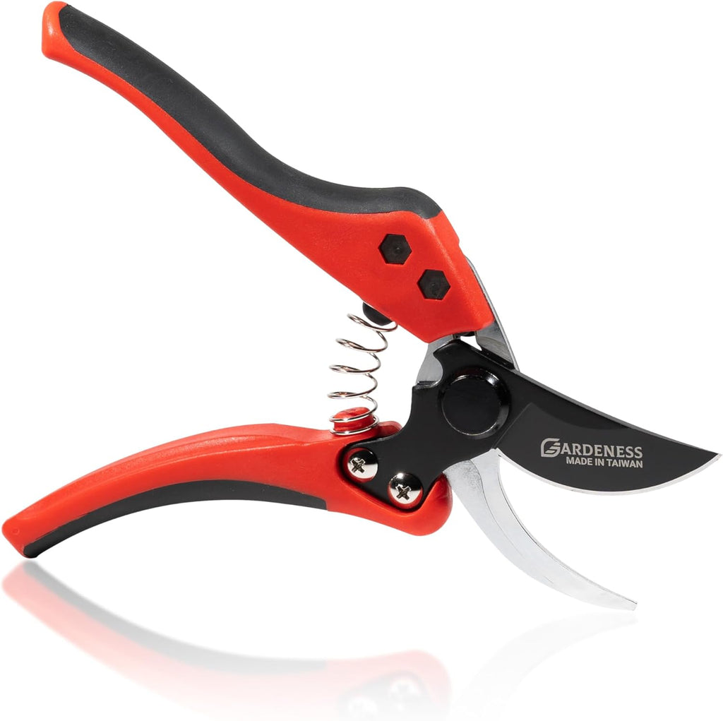Gardeness Non-stick Coated Blade Bypass Pruning Shears-Garden Clippers For Gardening, Handheld Florist branch cutters - Floral Hand Secateurs with Comfort Grip Handles, Trimming and Yard Work