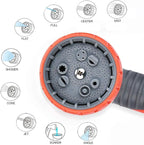 HmiL-U Garden Hose Nozzle Sprayer, Heavy Duty Metal High Pressure Water Gun, 9 Adjustable Watering Patterns Suitable for Watering Plants Washing Cars and Showering Pets