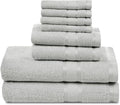 Casa Lino Bath Towel Set of 8 (2 Bath Towels, 4 Wash Cloths & 2 Hand Towels for Bathroom) - 100% Cotton - Highly Absorbent & Quick Dry - Guest Room Essentials for Bathroom Set - (Silver Grey)