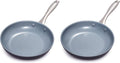 GreenPan Lima Ceramic Hard Anodized 8" Frying Pan Skillet Nonstick, PFAS/PFOA-Free Nontoxic Pots and Pans, Oven & Broiler Safe, Stainless Steel Handle, Cookware for Eggs & Omelet, Gray (Pack of 2)
