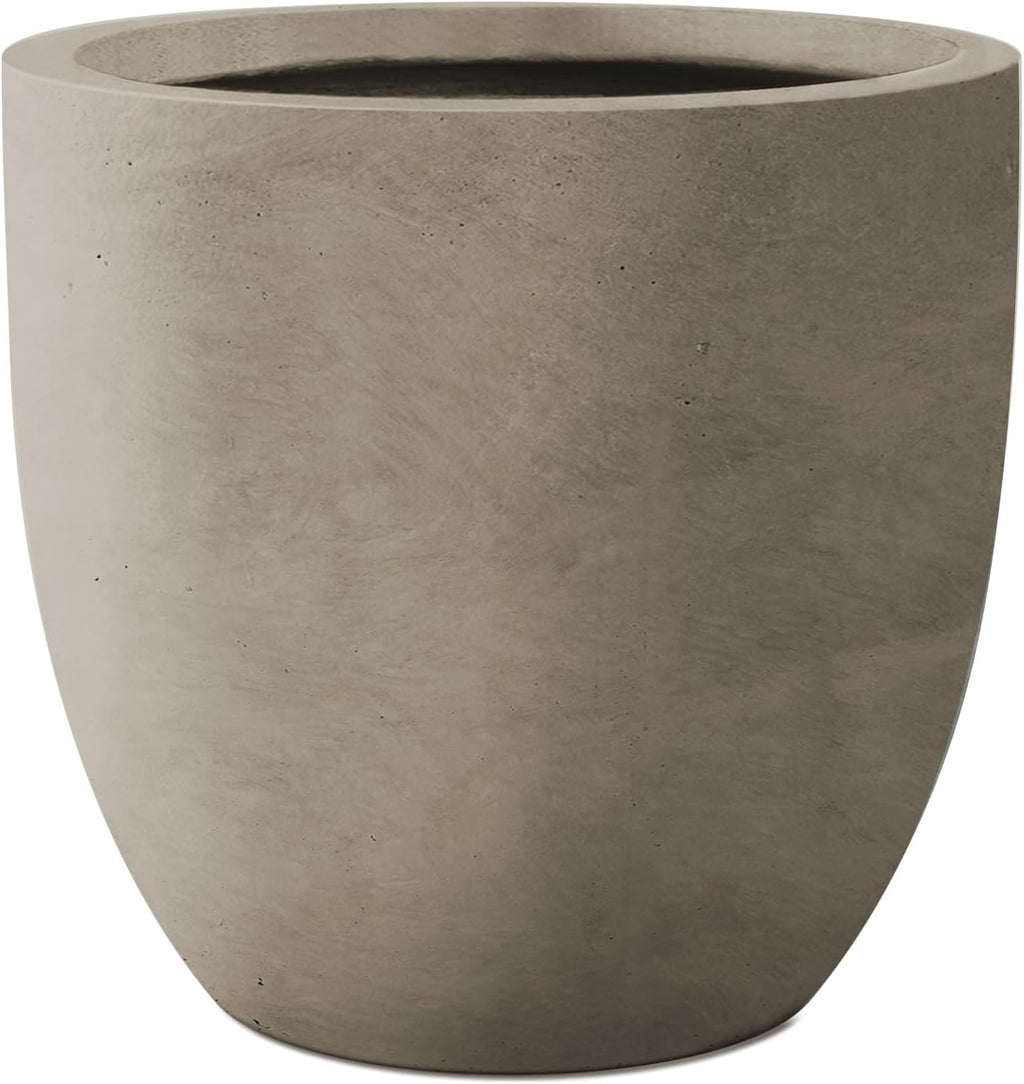 Kante 13.4" Dia Round Concrete Planter, Large Outdoor Modern Indoor Decorative Plant Pots with Drainage Hole and Rubber Plug for Home and Garden, Weathered Concrete