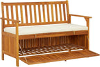 Gecheer Storage Bench Rustic Solid Acacia Wood 120x63x84 cm for Garden Outdoor Patio