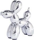 Creative Balloon Dog Statues Small Ceramic Animal Sculpture Modern Home Decor Living Room Desktop Decorations Bedroom Office Cabinet Ornament (Silver)