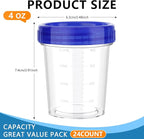 XSEINO 24 Pack 4oz Salad Dressing Container to Go,Small Transparent Containers with Leakproof & Screw Lids, Microwave & Dishwasher Safe, Reusable and Stackable