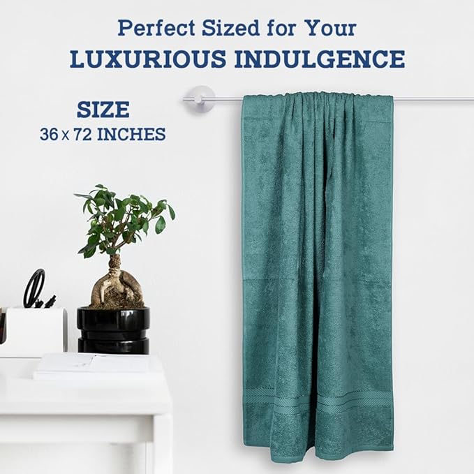 Casa Lino Bath Sheets Set Extra Large - 100% Cotton Extra Large Bath Towels - Highly Absorbent & Quick Dry Oversized Towels for Adults - 60" x 30" - Pack of 2 - (Green)