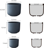 Kante 13",11",9" Dia Round Concrete Large Plant Pots Outdoor Indoor Planters Bowl with Drainage Hole for Patio, Set of 3,Charcoal