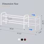 Shoe Rack 2 Tier,41.53'' Adjustable Metal Shoe Organizer for Closet, Bedroom, Entryway,Holds Up to 12 Pairs Shoes,Expandable,White