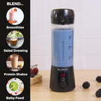BLENDi Lite Portable Blender (17oz) – USB Rechargeable, Powerful 70W Motor for Smoothies, Protein Shakes & More – Compact, Travel-Friendly & BPA-Free (Black)