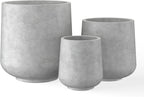 Kante 15.3"+11.6"+8.2" Dia Round Concrete Planter, Large Outdoor Indoor Planter Pots Containers with Drainage Holes and Rubber Plug for Home Garden Patio, Natural Concrete