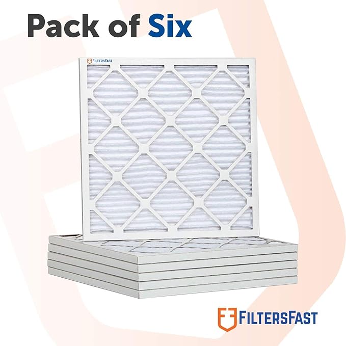 Filters Fast 25x25x2 Pleated Air Filter Merv 11, 2 Inch AC Furnace Air Filters, Made in the USA, Actual Size 24.75x24.75x1.75, 6 Pack