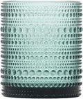 Fortessa Jupiter Beaded Hobnail Glass, 10 Ounce Double Old Fashioned (Set of 6), Sage Green