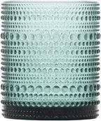 Fortessa Jupiter Beaded Hobnail Glass, 10 Ounce Double Old Fashioned (Set of 6), Sage Green