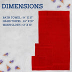 Casa Lino 4 Piece Bath Towel Set | 1 Bath Towel, 2 Wash Cloth, 1 Hand Towels | Bathroom Essentials for New Home, 100% Cotton Luxury Towels, Highly Absorbent Bathroom Set, Red
