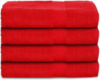 CASALINO Plush Collection Towel Set, Premium Quality 100% Pure Cotton, Highly Absorbent, Super Soft, Soft and Plush, (4 PCS Hand Towel Set, Red)