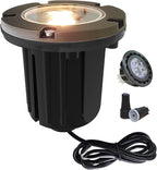MALORY Low Voltage Landscape Lights, (4.6''H) Brass Top Cover 12V Outdoor In Ground Lights, LED Landscape Well Lighting for Pathway, Driveway, Deck Step and Garden 1 Pack with MR16 Bulb (Flat Top)