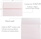 PONATIA 50 PCS 5x7 Envelopes, Blush Pink Self- Adhesive A7 Envelopes for Weddings, Invitation Cards, Photos, Postcards, Greeting Cards Mailing, Baby Shower, Graduation, Christmas Gift Cards
