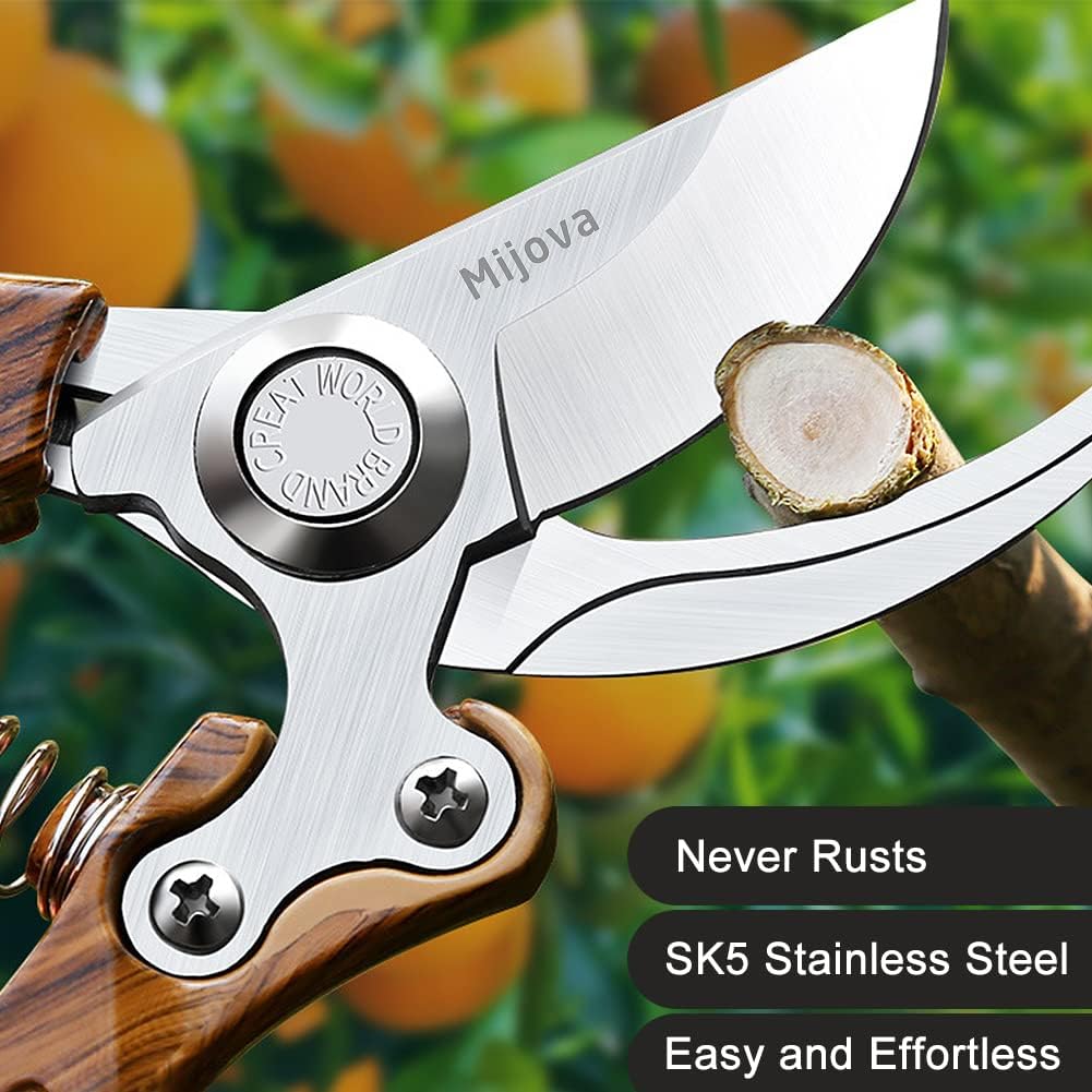 Garden Pruning Shears, Handheld Garden Shears for Heavy Duty, Ergonomic Gardening Tools for Pruning Branches, Plants, Shrubs and Vines, Professional Garden Tools for Gardening