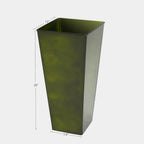 KOL 28''H. Tall Metal Planter with Saucer, Galvanized Steel Glazed Planter Pots with Drainage Hole for Indoor & Outdoor Use, Set of 2, Decorative Flower Plant Pots for Front Porch, Patio, Deck - Green
