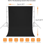 7X10 FT Black Backdrop, 100% Polyester Photography Background Curtain Screen, Foldable Washable Black Screen for Professional Photoshoot Portraits Party Video Studio