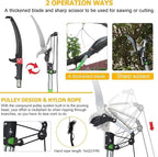 27 Feet Tree Pole Pruner Manual Branches Trimmer Tree Branch Garden Tools Loppers Hand Pole Saws Extendable Height Adustable System for Sawing and Shearing