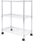 Whitmor 3 Tier Storage Shelves, Heavy Duty with Wheels, 400 lbs Capacity per Shelf, Max 1200 lbs Total, Adjustable Shelving Unit for Garage, Kitchen, Bathroom, 24" L x 14" W x 30.5" H, Chrome