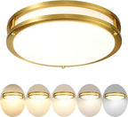 Gold Ceiling Light Fixture 24W, 12 inch LED Flush Mount Ceiling Light for Bedroom, Kitchen, Bathroom, Dimmable Close to Ceiling Light Fixture for Hallway 5CCT…
