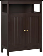 Yaheetech Bathroom Floor Storage Cabinet, Wooden Free Standing Storage Organizer with 2 Doors & Adjustable Shelf for Living Room, Hallway, Espresso