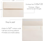 PONATIA 50 PCS 5x7 Envelopes, Self- Adhesive Cream A7 Envelopes for Weddings, Invitation Cards, Photos, Postcards, Greeting Cards Mailing, Baby Shower, Graduation, Christmas Gift Cards