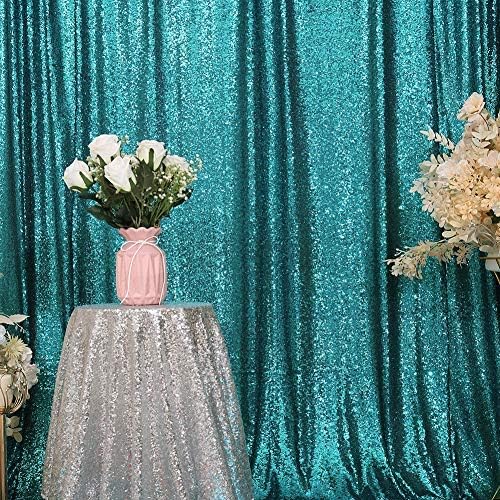 Eternal Beauty Teal Sequin Backdrop, 5x7 Ft Glitter Background Curtains for Shimmer Photography Party Wedding Birthday Back Drop Decor