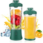 Portable Blender - Personal Blender for Shakes & Smoothies with 20 Oz Travel Cup, 6 Blades & USB Rechargeable for Gym, Kitchen & Outdoors (Green)