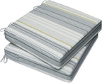 AAAAAcessories Outdoor Seat Cushions for Chairs, Waterproof, Fade-Resistant, 20" x 20" x 3", Patio Furniture Replacement Cushions, Set of 2, Ash Blue Harbor Stripe