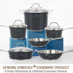 HOMICHEF 10-Piece Nickel Free Stainless Steel Cookware Set Navy Gray - Nickel Free Stainless Steel Pots and Pans Set - Healthy Non-Toxic Induction Cookware Sets