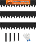 Vinci Landscape Edging Border, 40" L x 8" H 3Pack 10FT Total Black Galvanized Steel Garden Edging with Spikes, Sturdy Elegant Metal Lawn Broder for Flower Beds, Pathways, Paver Edges and Yard