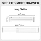 HiYZ Expandable Drawer Dividers - 12.6-22.8'' Adjustable Drawers Organizers for Kitchen Utensils, Drawer Separators in Bedroom, Dresser, Office, Bathroom, Fridge, 5 Pack Long Dividers-Clear