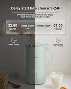 MOKKOM Nut Milk Maker, 42oz Automatic Almond Milk Machine for Homemade Plant-Based Milk, Oats, Soy, Dairy Free Beverages, Soy Milk Maker with Delay Start/Keep Warm/Self-Cleaning/Boiling, Green