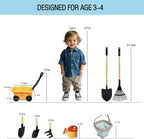 Todders Wheelbarrow Gardening Set, Kids Rake and Shovel Set for Dirt Digging, Garden Tools Equipment for Yard Outdoor Sandbox Summer Toys Gifts for Ages 2-5 Years