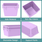 WOWBOX 25 PCS Plastic Drawer Organizer Set, 4 Sizes Desk Drawer Divider Organizers and Storage Bins for Makeup, Jewelry, Gadgets for Kitchen, Bedroom, Bathroom, Office, Purple