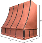 CT Copper Tailor Sloped Copper Vent Hood Wall Mount,30'' W,36''H, 610 CFM Exhaust Fan,Stainless Steel Vent,LED Light,Dishwasher-Safe Baffle Filters,VH8TR1