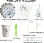 Hole in One Golf Party Decorations, 240-Piece Set with Cocktail Napkins, Plates, Cups, Bottle Labels, Toothpick Flags, Straws, Gift Tags, and Forks for Golf Birthday and 1st Hole in One Parties