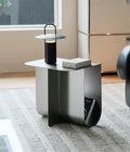 Modern Stainless Steel Side Table, Minimalist Storage Coffee Table,Accent Table，Curved Design, for Living Room, Office (Silver)