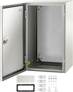 VEVOR NEMA Steel Enclosure, 20 x 12 x 10'' NEMA 4X Steel Electrical Box, IP66 Waterproof & Dustproof, Outdoor/Indoor Electrical Junction Box, with Mounting Plate