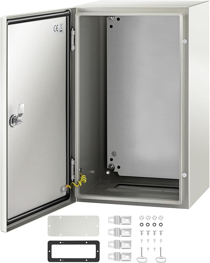 VEVOR NEMA Steel Enclosure, 20 x 12 x 10'' NEMA 4X Steel Electrical Box, IP66 Waterproof & Dustproof, Outdoor/Indoor Electrical Junction Box, with Mounting Plate