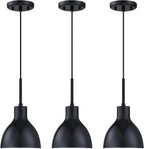 3 Pack 1 Light Industrial Hanging Indoor Kitchen Island Pendant Ceiling Light Fixtures Black Finish,5.9" Drum Metal Shade for Bar Dining Room Living Room Over Sink