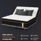 Queen Mattress 14 Inch, Cooling Hybrid Bed in a Box, Individual Pocket Springs, Motion Isolation, Targeted Hip/Shoulder/Lumbar Support, Fiberglass-Free, Ergonomic Zones, 365-Night Trial, CertiPUR-US