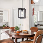VINLUZ 1 Light Farmhouse Pendant Lighting Black Cage Chandelier Glass Shade Contemporary Modern Kitchen Island Lights Fixtures Ceiling Hanging Dining Room Living Room